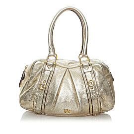 Burberry Metallic Leather Ashbury Bag