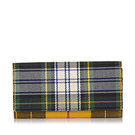 Burberry Plaid Canvas Wallet On Strap