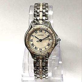 CARTIER COUGER 27mm Diamond Bezel & Bracelet Ladies Watch