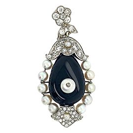 Cartier 18 Karat Gold Diamond Set with Onyx Pendant