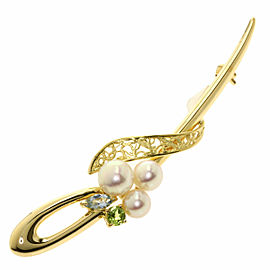 TASAKI 18k Yellow Gold Akoya Pearl Topaz Brooch LXGQJ-1204