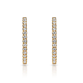 True 4 Carat Round Brilliant Diamond Hoop Earrings in 14k Yellow Gold