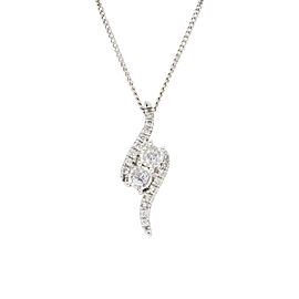 14K White Gold with 0.25ct. Diamond Pendant Necklace