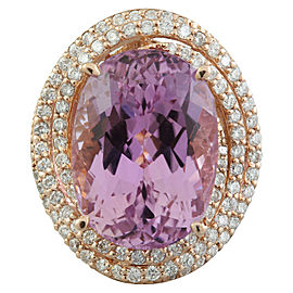 19.30 Carat Kunzite 14K Rose Gold Diamond Ring