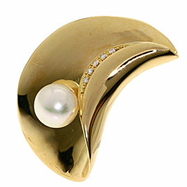 TASAKI 18k Yellow Gold Akoya Pearl Diamond Brooch LXGQJ-1190