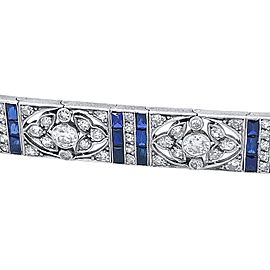 Palladium Art Deco Diamond and Sapphire Bracelet