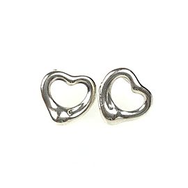 TIFFANY & Co. silver Elsa Peretti Open Heart Pierced Earrings