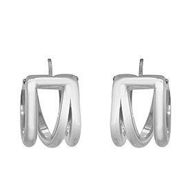 Tiffany & Co. Sterling Silver Zigzag Wide Hoop Huggie Earrings