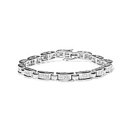 True 14K White Gold 3.0 Cttw Invisible Set Princess Cut Diamond Link and Buckle 7.25" Tennis Bracelet (I-J Color, I1-I2 Clarity)