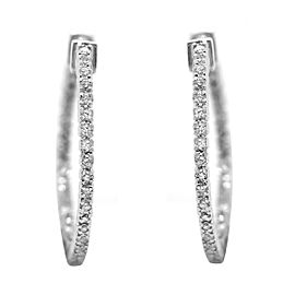 14k White Gold 1.05ct Diamond Hoop Earrings