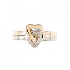 Cartier 18K Pink White Gold 2 Heart US 4.5 Ring E0762