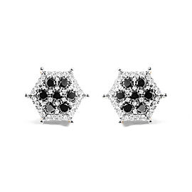 Men's 10K Yellow Gold 7/8 Cttw White and Black Treated Diamond Earring (Black / I-J Color, I2-I3 Clarity)