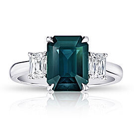 David Gross Emerald Green Sapphire and Diamond Ring