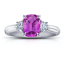 David Gross Cushion Pink Sapphire and Diamond Ring