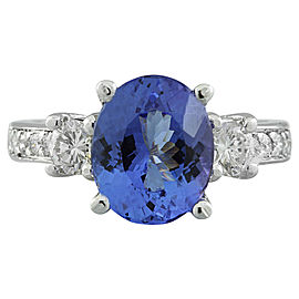 3.95 Carat Tanzanite 14K White Gold Diamond Ring