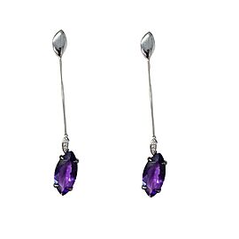 Talento 18K White Gold Diamond Amethyst Earrings