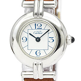 CARTIER Must Colisee 925 Silver Leather Ladies Watch EdyLX-124