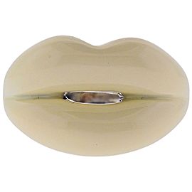 Solange Azagury Partridge White Enamel Lips Silver Ring