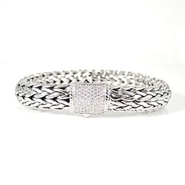 John Hardy Sterling Silver 0.62 Ct Diamond Classic Chain Bracelet