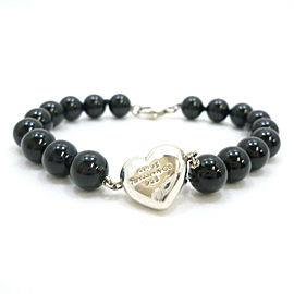 Tiffany & Co. Silver Onyx Heart Motif Bracelet