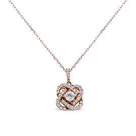 14K Rose Gold 1.00 Cttw Diamond Criss Cross Infinite Swirl "18" Pendant Necklace (H-I Color, SI2-I1 Clarity)