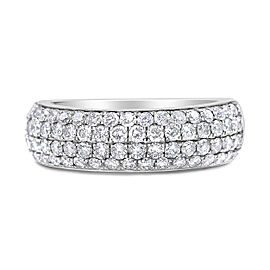 14K White Gold 1 1/2 Cttw Pave Set Lab Grown Round Diamond Domed Band Ring (G-H Color, SI1-SI2 Clarity) - Size 7