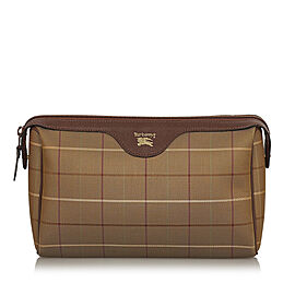 Burberry Plaid Canvas Clutch Bag