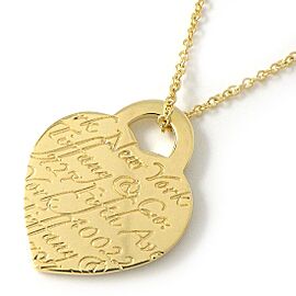 TIFFANY & Co 18K Yellow Gold Notes Heart Necklace B0386