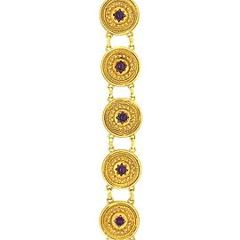 Castellani 18 Karat Yellow Gold Filigree Work with Amethyst Stones Bracelet