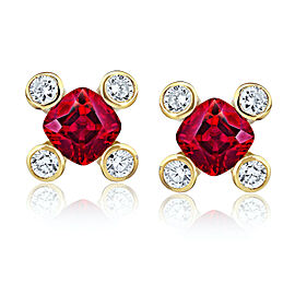 David Gross Cushion Red Ruby and Diamond Rings