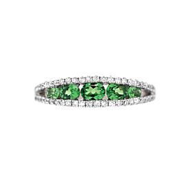 14k White Gold Diamond and Tsavorite Ring