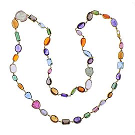 Multi-Color Gemstone Gold Long Necklace