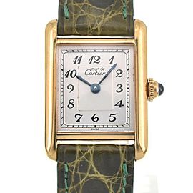 CARTIER Must tank 925 Silver Gold Plated Vermeille Quartz Watch LXGJHW-745