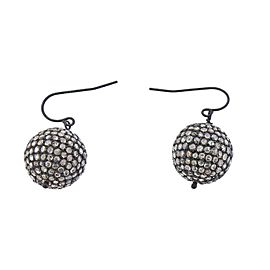 Rose Cut Diamond Silver Ball Drop Earrings