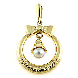 MIKIMOTO 18K Yellow Gold Pearl Christmas bell top Pendant LXKG-327