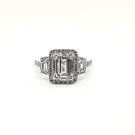 3 Carat Emerald Cut Lab Grown Diamond Engagement Vintage Halo Ring IGI Certified