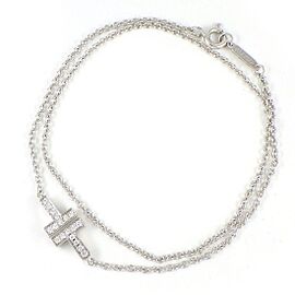 TIFFANY & Co 18K White Gold T TWO Double Chain Diamond Bracelet