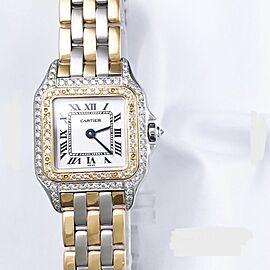 CARTIER PANTHERE 22mm 3 Row Gold Quartz DIAMOND Watch