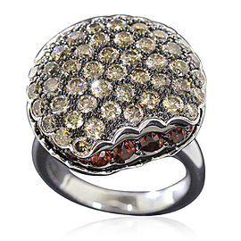 Boucheron White 18k Gold Macaron Garnet Brown Diamond Ring