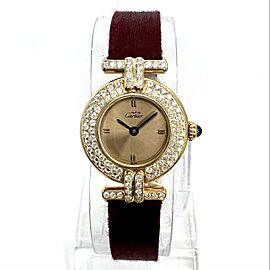 CARTIER VERMEIL COLISÈE Quartz 24mm GoldPlated Silver 0.89TCW DIAMOND Watch