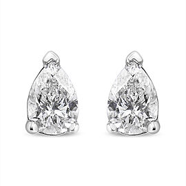 14K White Gold 1/4 Cttw Pear Shape Solitaire Lab Grown Diamond Stud Earrings (F-G Color, VS2-SI1 Clarity)