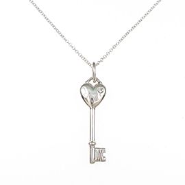 TIFFANY & Co 925 Silver Heart key mini Necklace LXGYMK-190