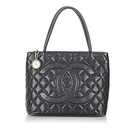 Chanel Medallion Caviar Leather Tote Bag