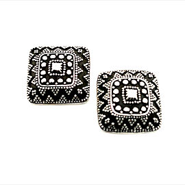 John Hardy Estate Square Ornate Clip-on Earrings Sterling Silver JH4