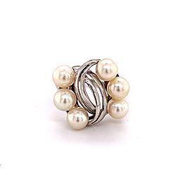 Mikimoto Estate Akoya Pearl Ring Sterling Silver