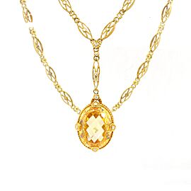 Judith Ripka Vintage Citrine Pendant Necklace