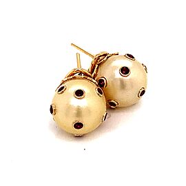 South Sea Pearl Ruby Earrings 14k Gold 0.27 CTW Certified 113513