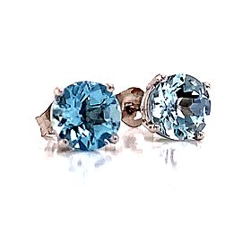 Natural Aquamarine Stud Earrings 14k White Gold 1.0 CTW Certified $590 111539