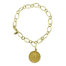 14k Yellow Gold Liberty Legacy American Eagle Coin Charm Bracelet