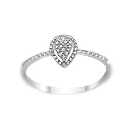 18k White Gold and Diamond Pear Shaped Ring